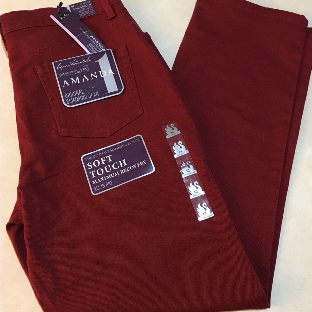 NWT Gloria Vanderbilt Magma Red Jeans 12 Short